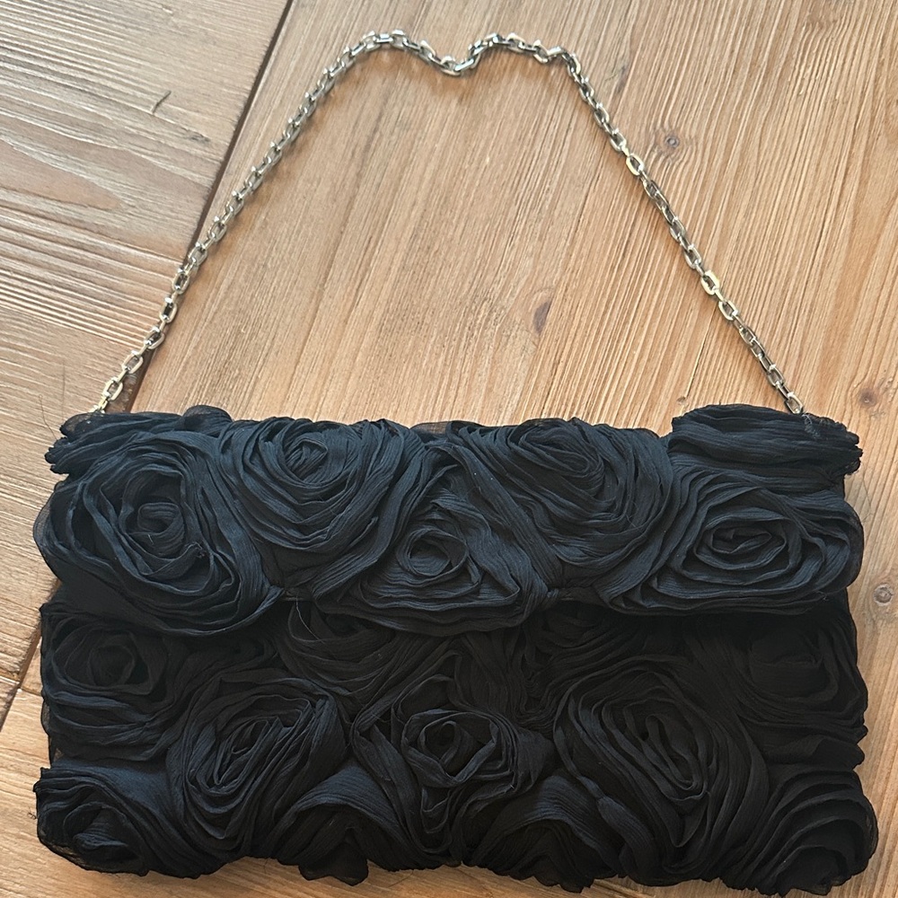 White House Black Market Black Rose Clutch